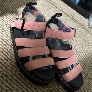 Dr.Marten’s SoftWair With Bouncing Soles Pink and Black Strappy Sandals